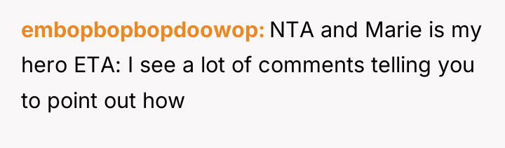 embopbopbopdoowop NTA and Marie is my hero ETA: I see...