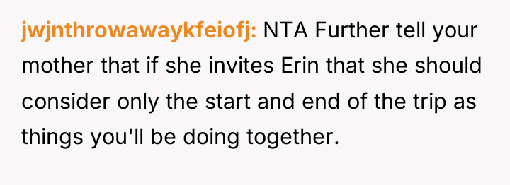 jwjnthrowawaykfeiofj NTA Further tell your mother that if she invites...