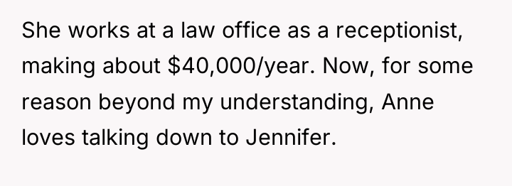 She works at a law office as a receptionist, making...