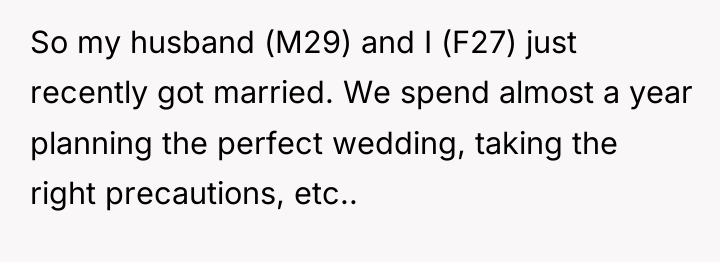 So my husband (M29) and I (F27) just recently got...