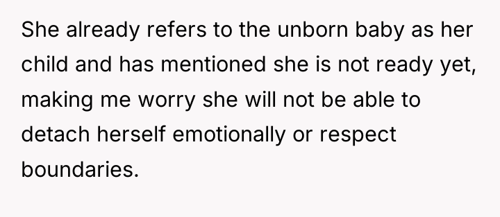 She already refers to the unborn baby as her child...