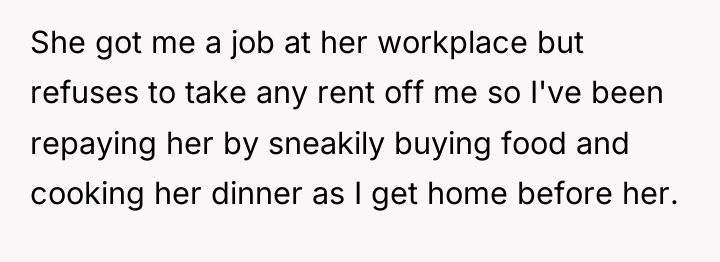 She got me a job at her workplace but refuses...
