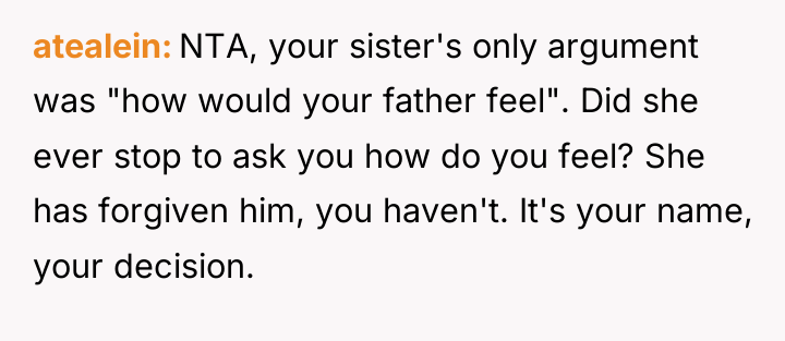 atealein NTA, your sister's only argument was "how would your...