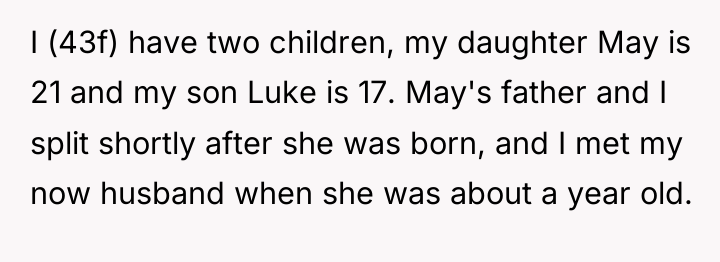 I (43f) have two children, my daughter May is 21...