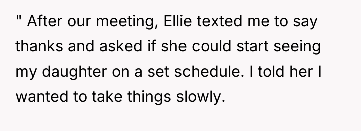 " After our meeting, Ellie texted me to say thanks...