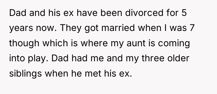 Dad and his ex have been divorced for 5 years...
