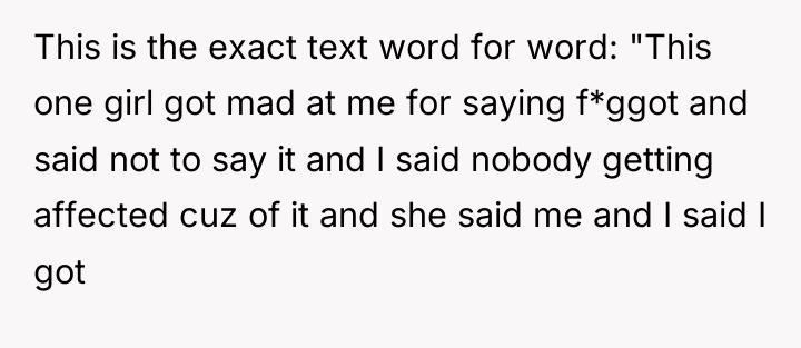 This is the exact text word for word: "This one...