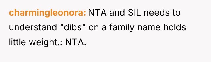 charmingleonora NTA and SIL needs to understand "dibs" on a...