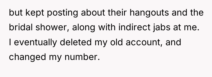 but kept posting about their hangouts and the bridal shower,...