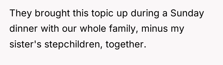 They brought this topic up during a Sunday dinner with...