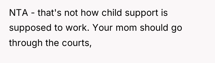 NTA - that's not how child support is supposed to...