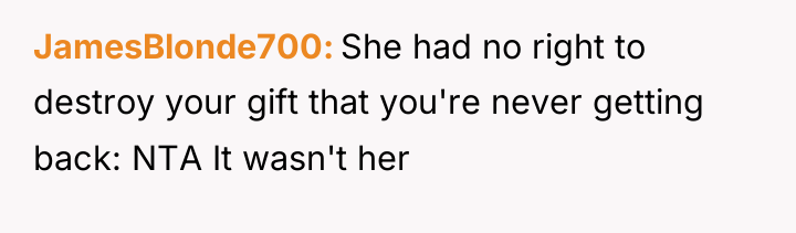 JamesBlonde700 She had no right to destroy your gift that...