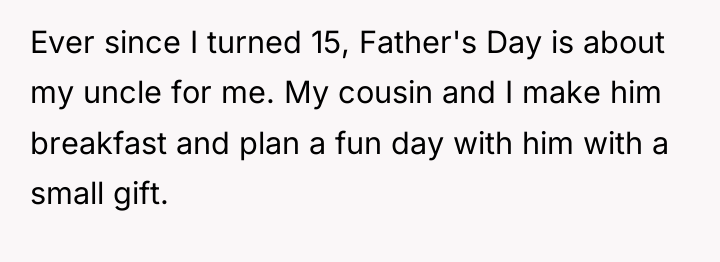 Ever since I turned 15, Father's Day is about my...