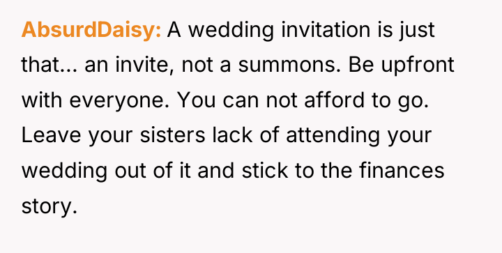 AbsurdDaisy A wedding invitation is just that... an invite, not...