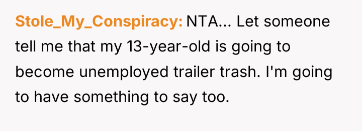 Stole_My_Conspiracy NTA... Let someone tell me that my 13-year-old is...