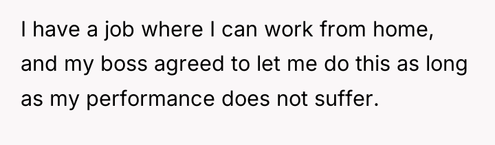 I have a job where I can work from home,...