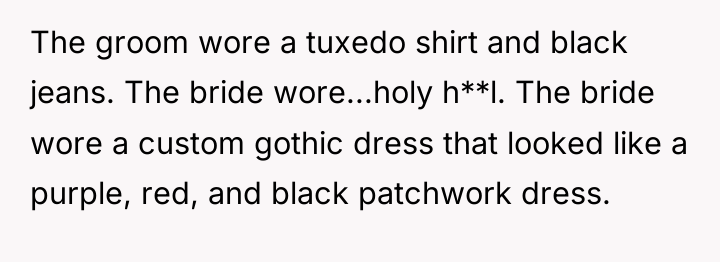 The groom wore a tuxedo shirt and black jeans. The...