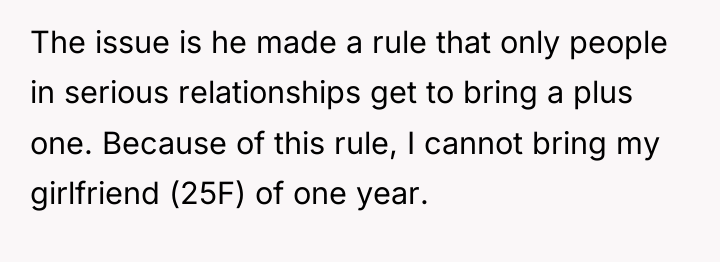 The issue is he made a rule that only people...