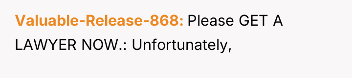 Valuable-Release-868 Please GET A LAWYER NOW.: Unfortunately,