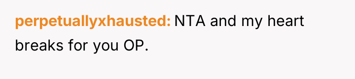 perpetuallyxhausted NTA and my heart breaks for you OP.