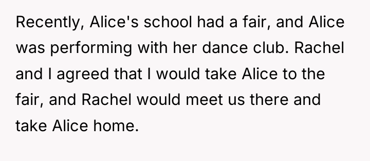 Recently, Alice's school had a fair, and Alice was performing...