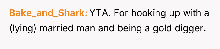 Bake_and_Shark YTA. For hooking up with a (lying) married man...