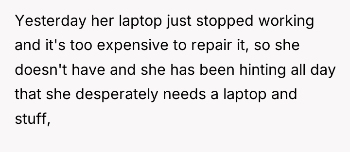 Yesterday her laptop just stopped working and it's too expensive...