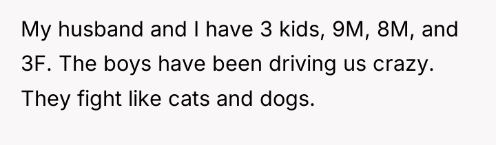 My husband and I have 3 kids, 9M, 8M, and...