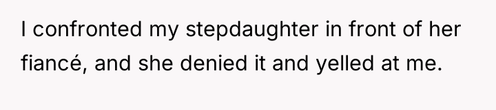 I confronted my stepdaughter in front of her fiancé, and...