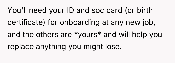 You'll need your ID and soc card (or birth certificate)...