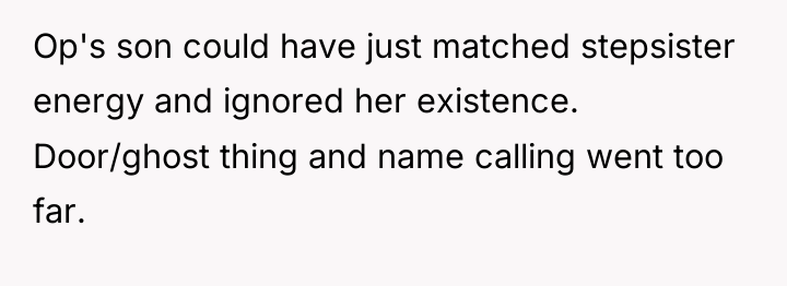 Op's son could have just matched stepsister energy and ignored...
