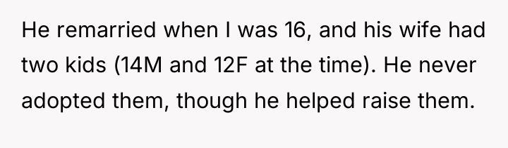 He remarried when I was 16, and his wife had...