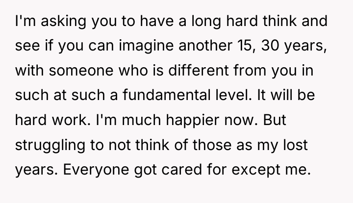 I'm asking you to have a long hard think and...