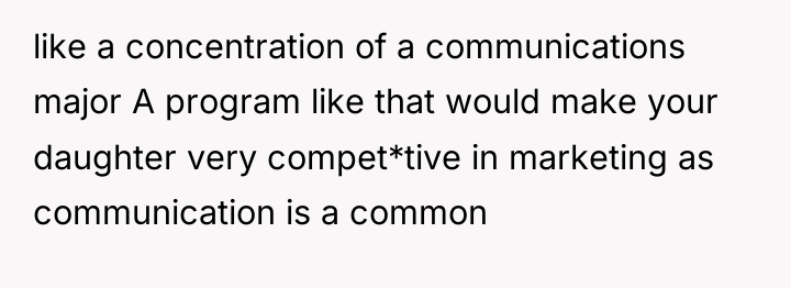 like a concentration of a communications major A program like...