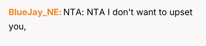 BlueJay_NE NTA: NTA I don't want to upset you,