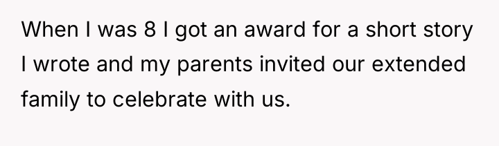 When I was 8 I got an award for a...