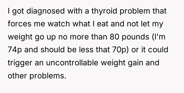 I got diagnosed with a thyroid problem that forces me...