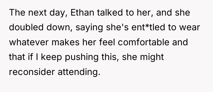 The next day, Ethan talked to her, and she doubled...