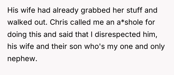 His wife had already grabbed her stuff and walked out....