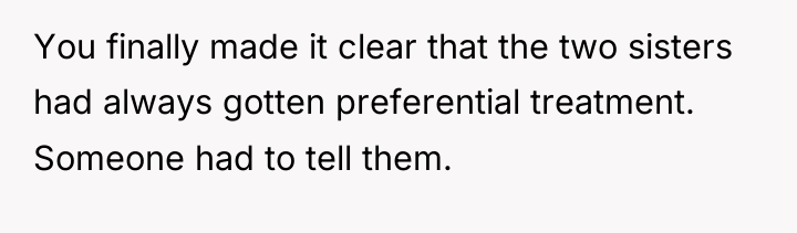 You finally made it clear that the two sisters had...