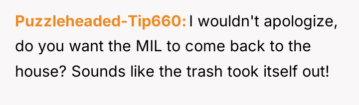 Puzzleheaded-Tip660 I wouldn't apologize, do you want the MIL to...