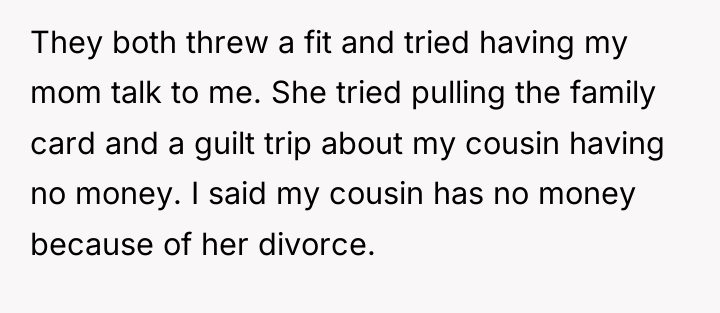 They both threw a fit and tried having my mom...