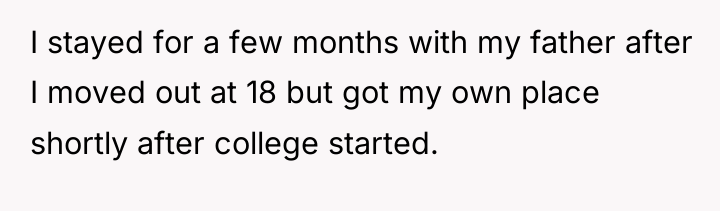 I stayed for a few months with my father after...