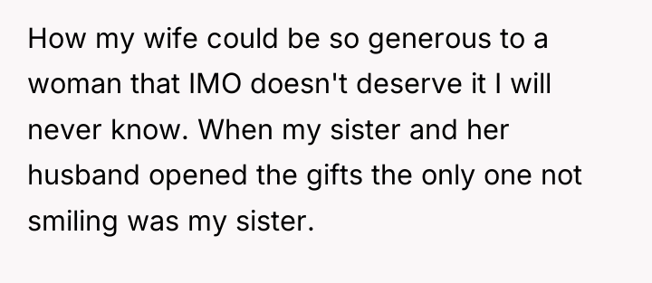 How my wife could be so generous to a woman...