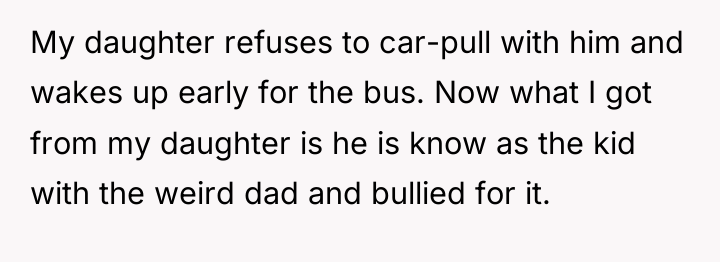 My daughter refuses to car-pull with him and wakes up...