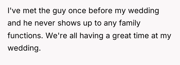I've met the guy once before my wedding and he...
