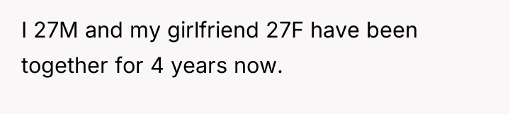 I 27M and my girlfriend 27F have been together for...