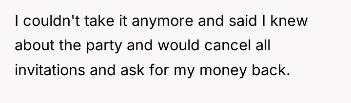 I couldn't take it anymore and said I knew about...