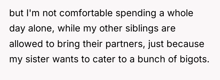 but I'm not comfortable spending a whole day alone, while...