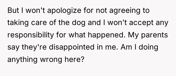 But I won't apologize for not agreeing to taking care...